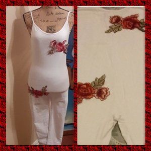 Embroidered Rose Jumpsuit